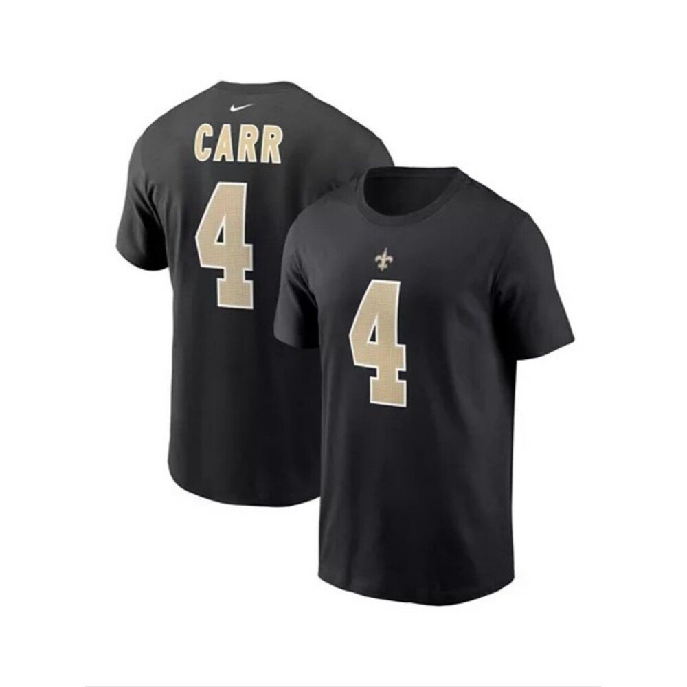 NFL Derek Carr #4 Tshirt New Orleans Saints M Men's NWT $40 Nike Black Gold